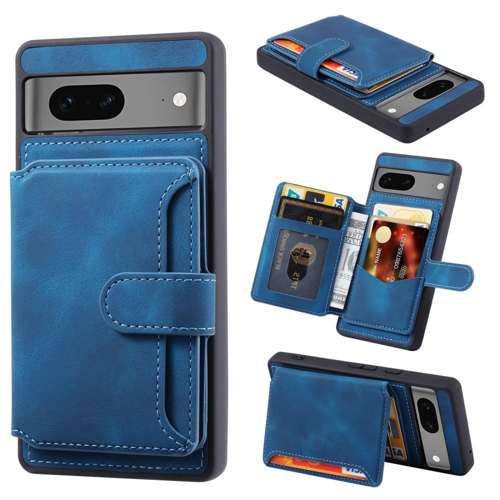 For Google Pixel 7a Skin Feel Dream Anti-theft Brush Shockproof Portable Skin Card Bag Phone Case(Peacock Blue)