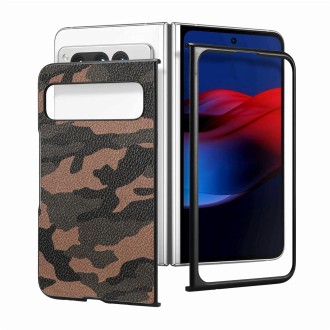 For Google Pixel Fold Camouflage Leather Back Cover Phone Case(Brown)