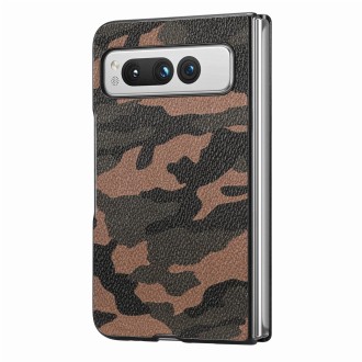 For Google Pixel Fold Camouflage Leather Back Cover Phone Case(Brown)