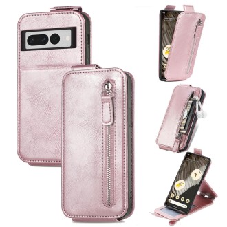 For Google Pixel 7 Pro Zipper Wallet Vertical Flip Leather Phone Case(Rose Gold)