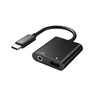 2 In 1 Type-C/USB-C PD 60W Digital Audio Adapter, Spec: Type-C+3.5mm (Black)