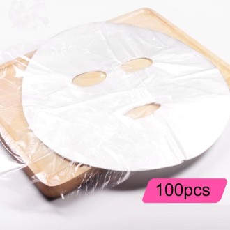 10packs Beauty Salon Plastic Disposable Face Mask Transparent Cling Film(100pcs/Pack)