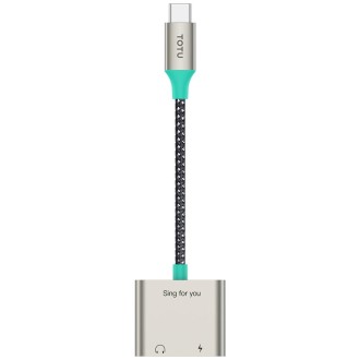 TOTU AD-5 USB-C/Type-C to 3.5mm+USB-C/Type-C Charger Audio Adapter