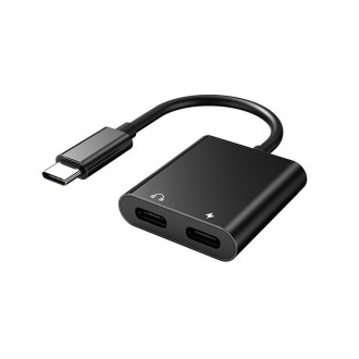 2 In 1 Type-C/USB-C PD 60W Digital Audio Adapter, Spec: 2-Type-C (Black)