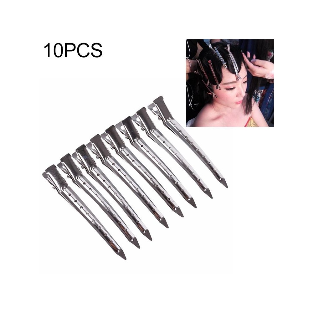 10 PCS Stainless Steel Hair Clips Hair Duckbill Clip Hair Clip Metal Large Single Hole Iron Clip