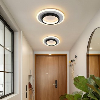 20W 3-color Dimming Aisle Light LED Entrance Corridor Cloakroom Ceiling Light Black Circular 