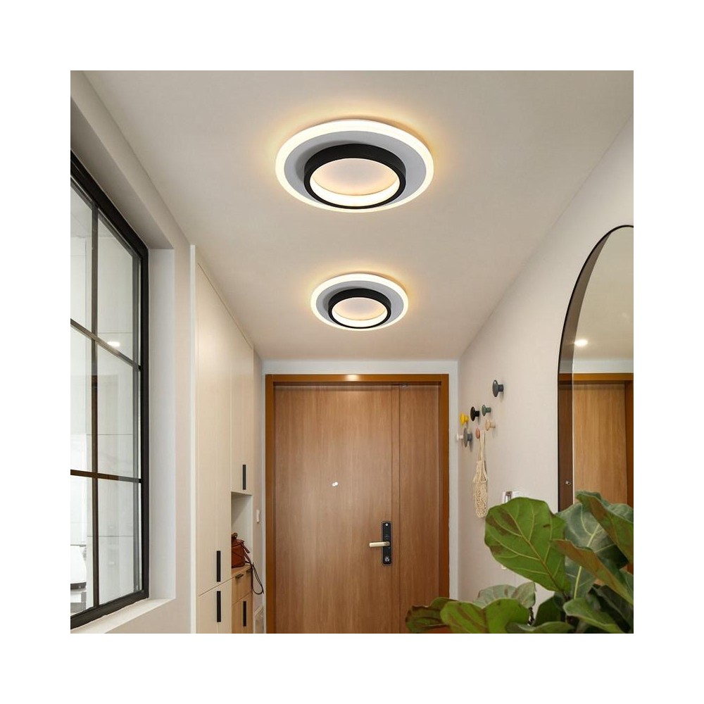 20W 3-color Dimming Aisle Light LED Entrance Corridor Cloakroom Ceiling Light Black Circular 