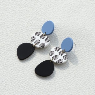 Fingerprint Print Clay Texture Acrylic Stitching Long Earrings(DE064-7)