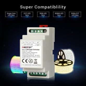 LS2S 5 in 1 DIN Rail LED Strip Controller, DC12V-24V