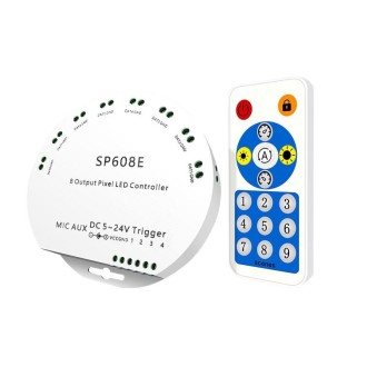 SP608E Dual Signal Output Mobile APP Control Bluetooth LED Controller Kit for WS2812B WS2811 1903 1804 Pixel LED Strip, DC5V~24V