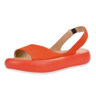 Women Fish Mouth Microfiber Elastic Band Wear-resistant Low-heel Sandals, Size: 39(Orange)