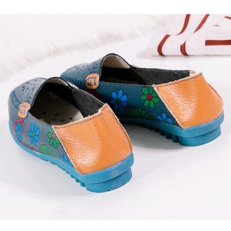 Flower Hollow Casual Peas Shoes for Women (Color:Dark Blue Size:40)