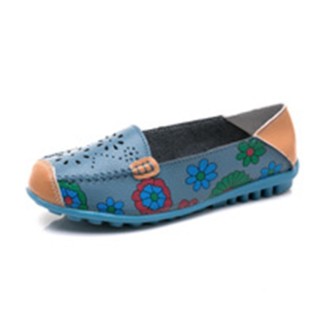 Flower Hollow Casual Peas Shoes for Women (Color:Baby Blue Size:41)