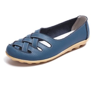 Hollow Woven Casual Nurse Shoes Cover Foot Peas Shoes for Women (Color:Blue Size:42)