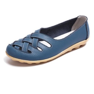 Hollow Woven Casual Nurse Shoes Cover Foot Peas Shoes for Women (Color:Blue Size:44)