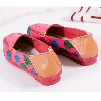 Flower Hollow Casual Peas Shoes for Women (Color:Rose Red Size:36)