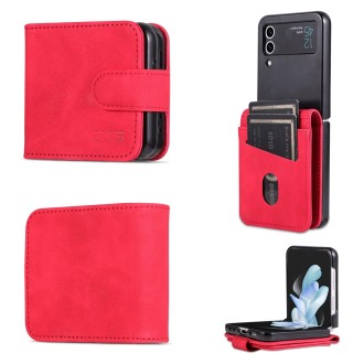 For Samsung Galaxy Z Flip4 5G AZNS Skin Feel Calf Texture Flip Leather Phone Case(Red)