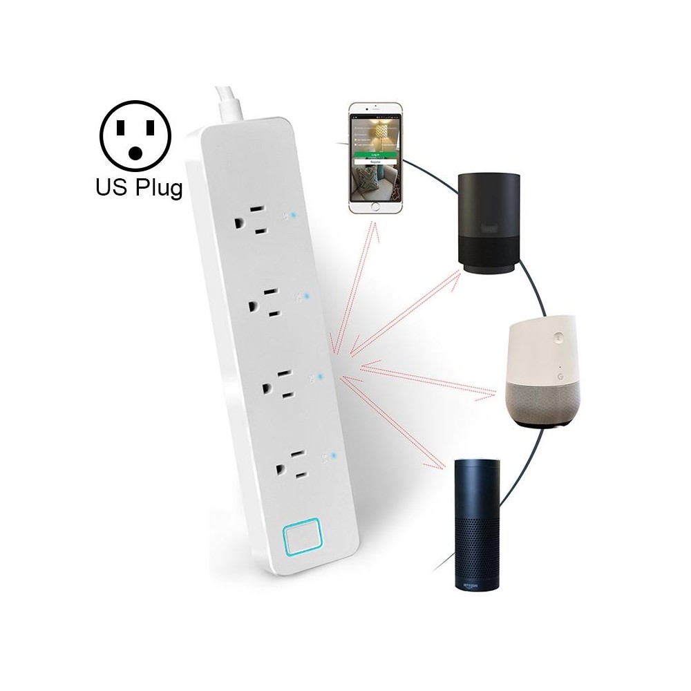 10A Home Smart WiFi Power Strip Surge Protector 4 Outlet Wireless Power Extension Socket, Support APP Operation & Timing Switch,