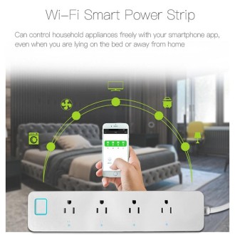 10A Home Smart WiFi Power Strip Surge Protector 4 Outlet Wireless Power Extension Socket, Support APP Operation & Timing Switch,