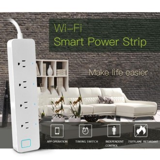 10A Home Smart WiFi Power Strip Surge Protector 4 Outlet Wireless Power Extension Socket, Support APP Operation & Timing Switch,