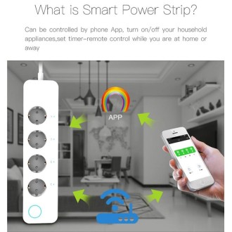 10A Home Smart WiFi Power Strip Surge Protector 4 Outlet Wireless Power Extension Socket, Support APP Operation & Timing Switch,