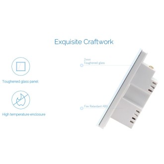 WS-UK-02 EWeLink APP & Touch Control 2A 2 Gangs Tempered Glass Panel Smart Wall Switch, AC 90V-250V, UK Plug