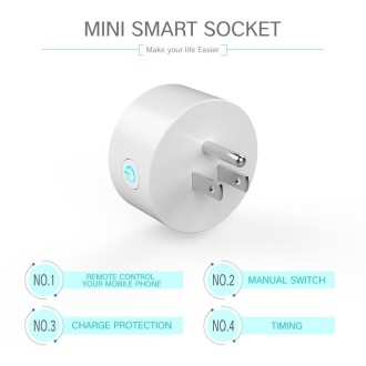 10A Round Shape WiFi Mini Plug APP Remote Control Timing Smart Socket Works with Alexa & Google Home, AC 100-240V, US Plug