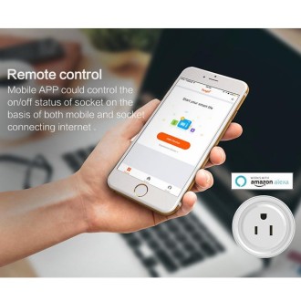 10A Round Shape WiFi Mini Plug APP Remote Control Timing Smart Socket Works with Alexa & Google Home, AC 100-240V, US Plug