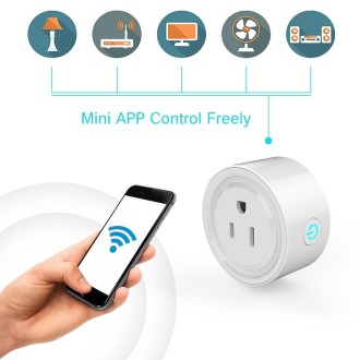 10A Round Shape WiFi Mini Plug APP Remote Control Timing Smart Socket Works with Alexa & Google Home, AC 100-240V, US Plug