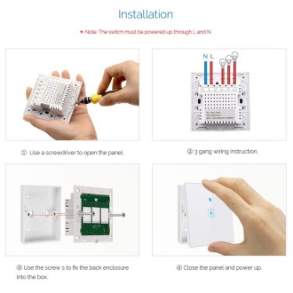 WS-UK-01 EWeLink APP & Touch Control 2A 1 Gang Tempered Glass Panel Smart Wall Switch, AC 90V-250V, UK Plug