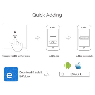 WS-UK-01 EWeLink APP & Touch Control 2A 1 Gang Tempered Glass Panel Smart Wall Switch, AC 90V-250V, UK Plug