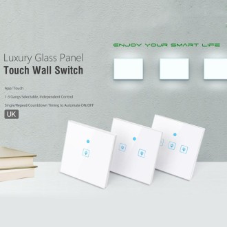 WS-UK-01 EWeLink APP & Touch Control 2A 1 Gang Tempered Glass Panel Smart Wall Switch, AC 90V-250V, UK Plug