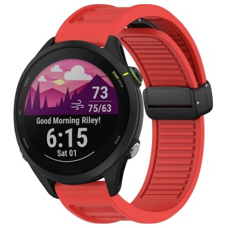 For Garmin Forerunner 255 Music 22mm Foldable Magnetic Buckle Silicone Watch Band(Red)