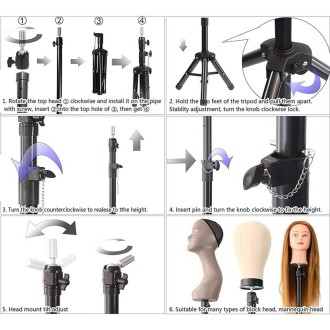 Wig Mannequin Head Holder Hairdressing Practice Tripod