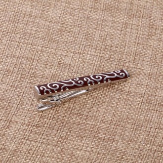 Brass Polished Gum Pattern Business Men Tie Clip, Color: Silver Batch Flower