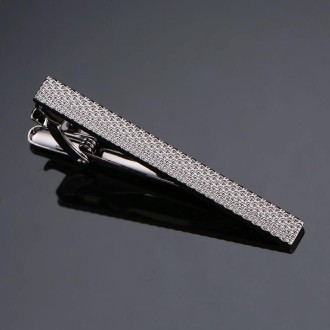 Brass Polished Gum Pattern Business Men Tie Clip, Color: Black Batch Flower