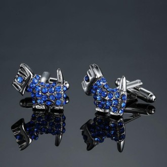 Men Shirt Cufflinks Blue Series Enamel Crystal Vintage Pattern Cufflinks, Color: 17