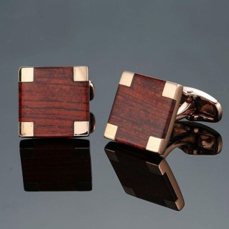 Shirt Vintage Floral Plated Brass Cufflinks, Color: Rose Gold Mahogany