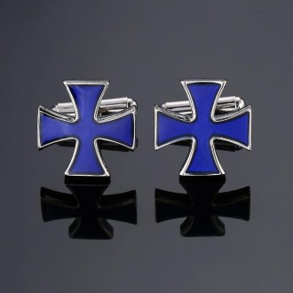 Men Shirt Cufflinks Blue Series Enamel Crystal Vintage Pattern Cufflinks, Color: 8