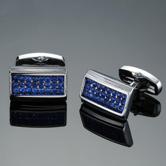 Men Shirt Cufflinks Blue Series Enamel Crystal Vintage Pattern Cufflinks, Color: 11