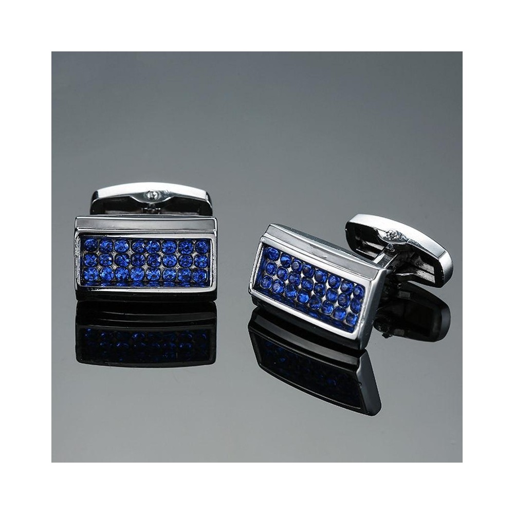 Men Shirt Cufflinks Blue Series Enamel Crystal Vintage Pattern Cufflinks, Color: 11