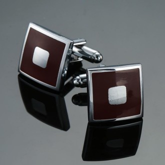 Laser Metal Brass Men Shirt Cufflinks, Color: Red back