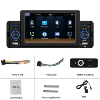 A3107 5 inches Car MP5 Wired CarPlay Universal Bluetooth Player With Microphone, Style: Standard