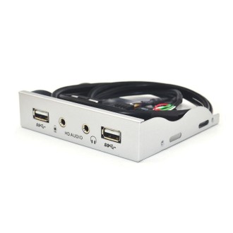 3.5-Inch  2 USB 2.0+HD AUDIO Port Desktop PC Case Floppy Drive Front Panel(Silver White)