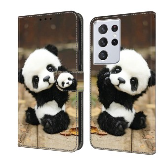 For Samsung Galaxy S21 Ultra 5G Crystal Painted Leather Phone case(Panda)