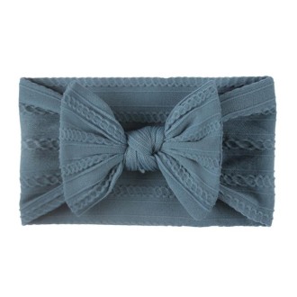 Soft Jacquard Nylon Children Headwear Baby Bow Headband(Navy Blue)