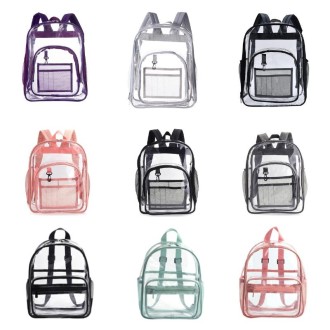 PVC Transparent Waterproof Backpack Student School Bag, Color: Small Pink