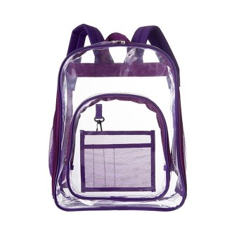 PVC Transparent Waterproof Backpack Student School Bag, Color: Purple