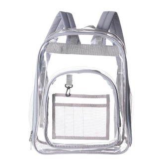 PVC Transparent Waterproof Backpack Student School Bag, Color: Light Grey