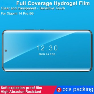 For Xiaomi 14 Pro 5G 2pcs imak Curved Full Screen Hydrogel Film Back Protector